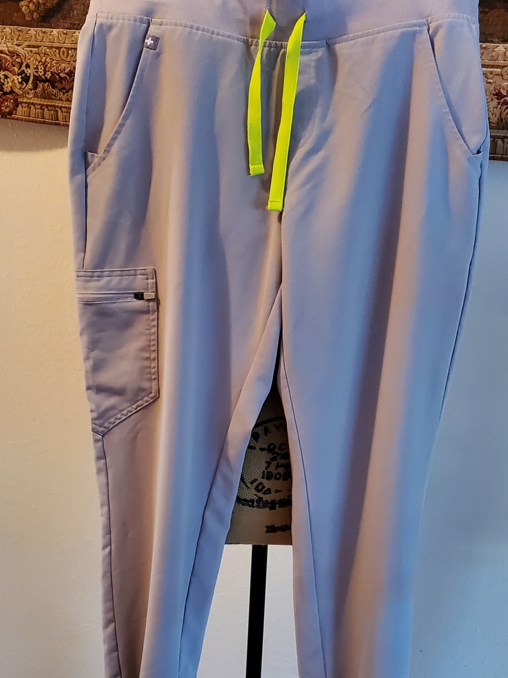 Men's Light Lavender Drawstring Cargo Jogger Pants with Neon Accent